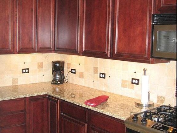 Cherry and granite. 