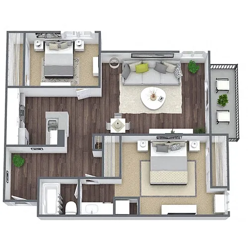 Floor plan B1: 2 Bed 1 Bath