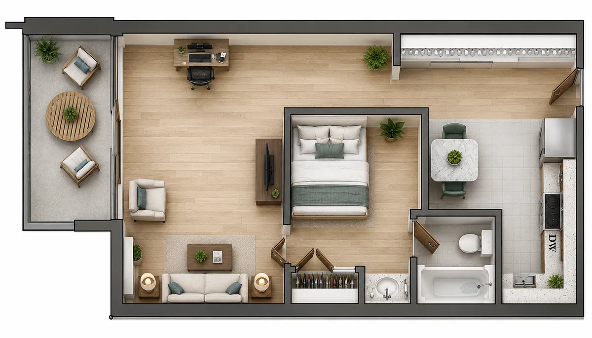 Floor plan One Bedroom One Bathroom