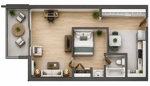 Floor plan 1 Bedroom One Bathroom - Renovated
