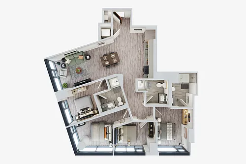 Floor plan D4 | leasing per bedroom