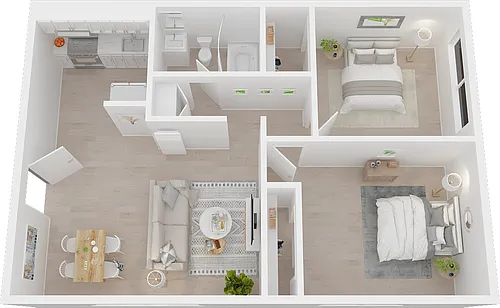 Floor plan 2BR/1BA-B