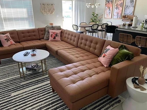 Nice open concept living room, kitchen with island and dining space.