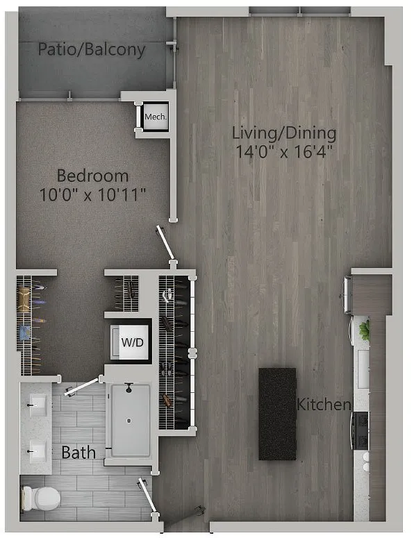 Floor plan A12 | 1 Bedroom | 790 SF