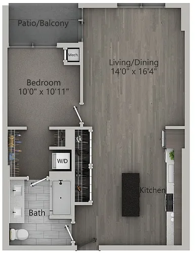 Floor plan A12 | 1 Bedroom | 790 SF