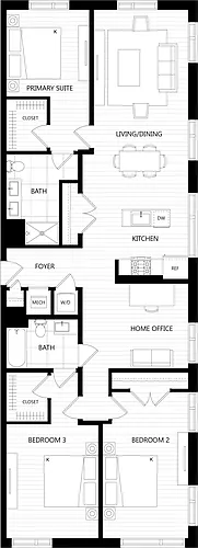 Floor plan 3 Bed/2 Bath/Den-M5