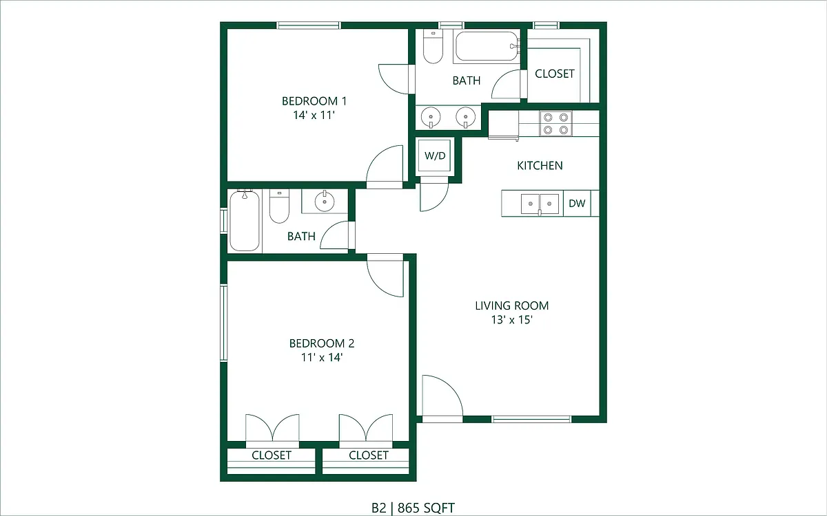 Floor plan 2 bedroom 2 bath