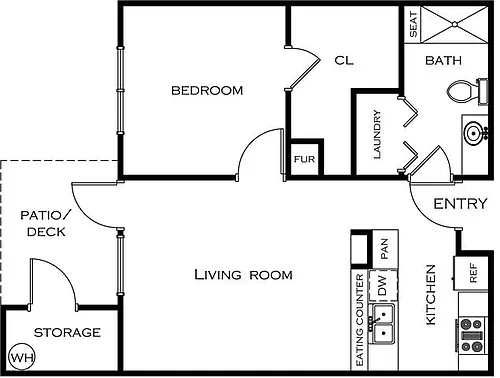 Floor plan 1 Bed 1 Bath
