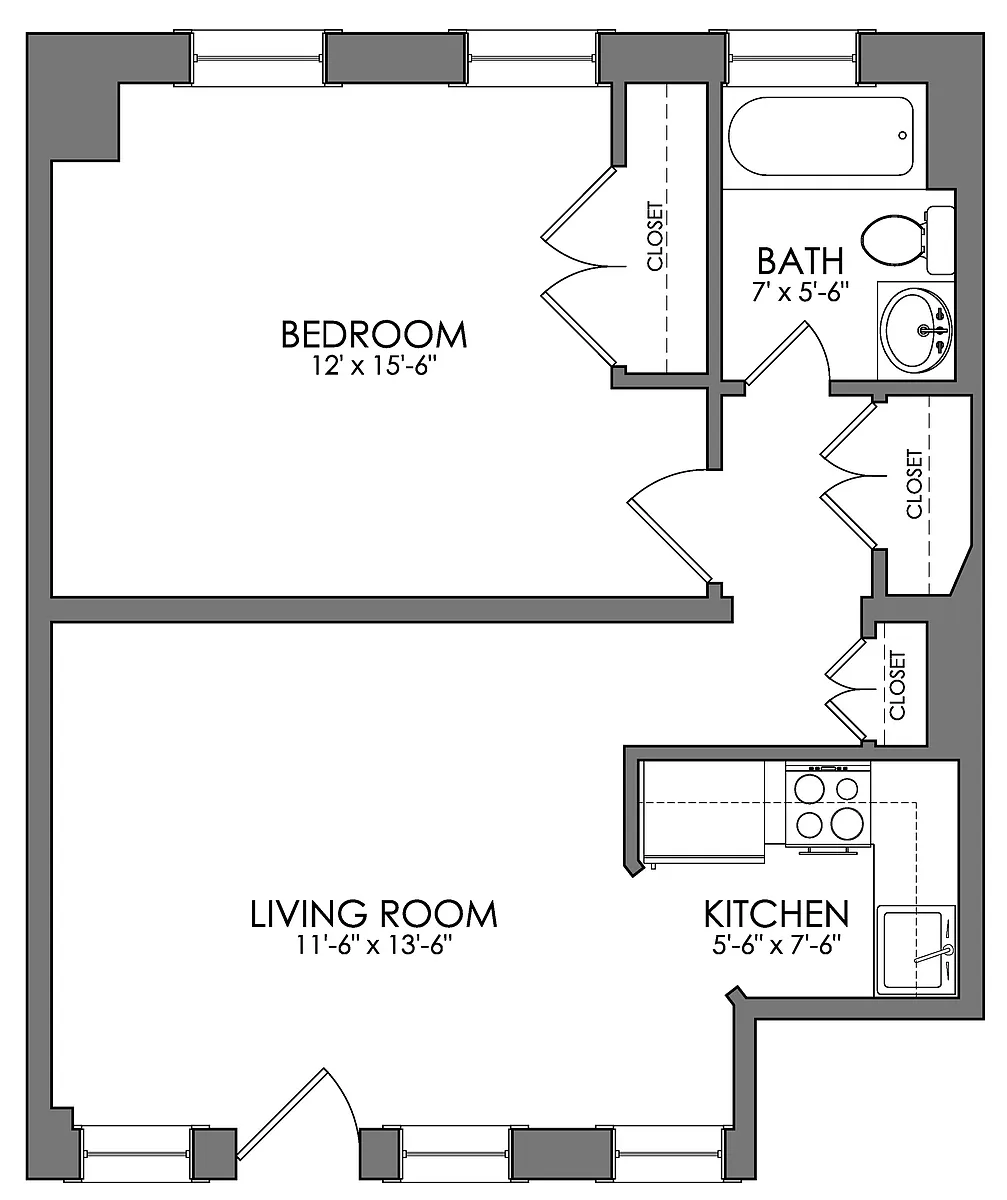 Floor plan Haviland One Bedroom B