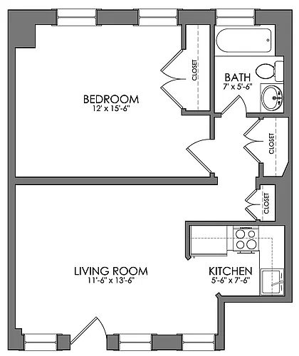 Floor plan Haviland One Bedroom B