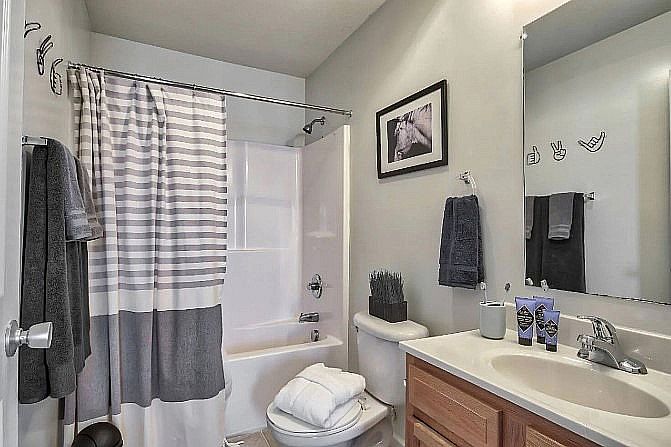 Experience elegance in this chic and modern bathroom design.