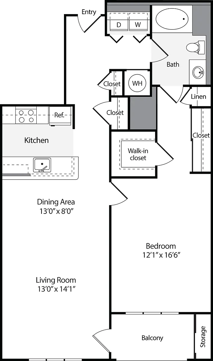 Floor plan 1 Bedroom G