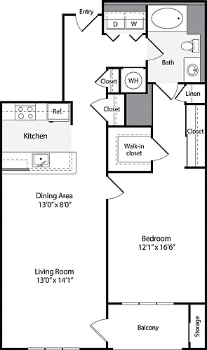 Floor plan 1 Bedroom G