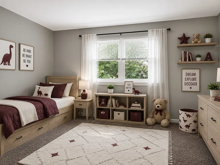 Step into the inviting ambiance of Miry Run Apartments. This beautifully designed bedroom features soft colors, cozy furnishings, and ample natural light, creating a serene retreat. Schedule your tour today and envision your life here!
