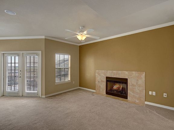 Mission Green Living Area with Fireplace