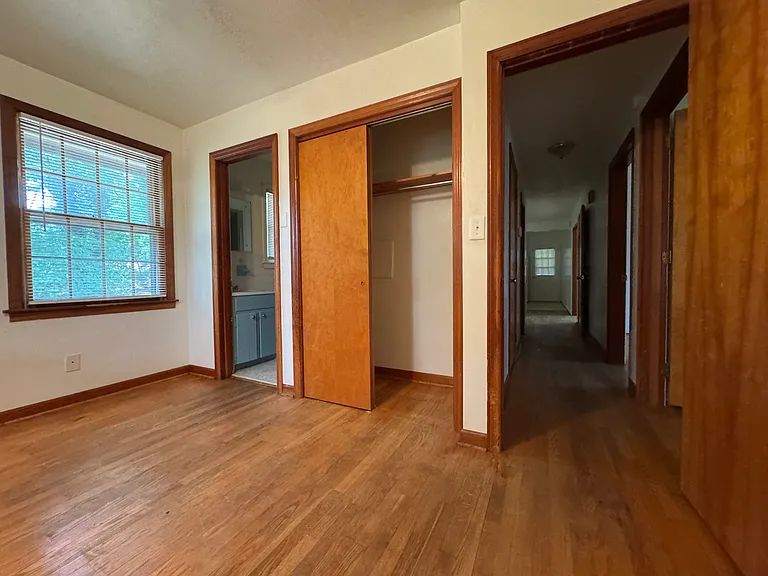 Master Bath, Closet, and door to hallway. Master Bedroom has two windows (this one overlooks the back yard), and the Master Bathroom has one.
