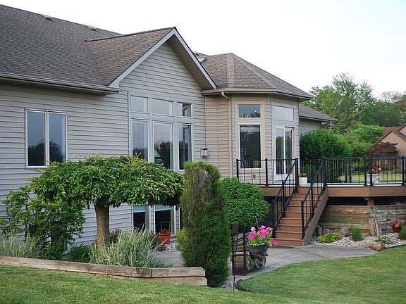 Concrete patio off deck