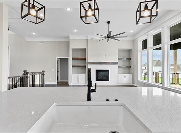 Kitchen looking toward great room Fireplace