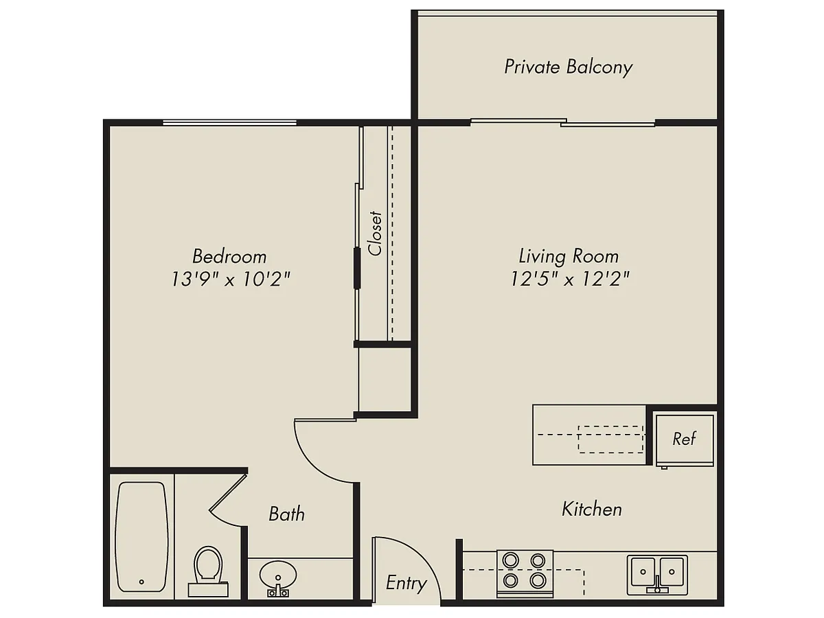 Floor plan A1-500sf-balc