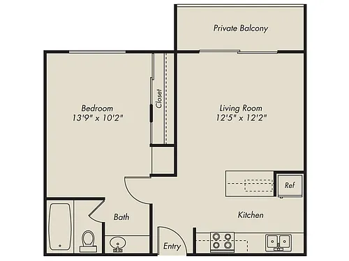 Floor plan A1-500sf-balc