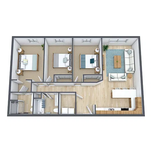 Floor plan Three Bedroom 32C
