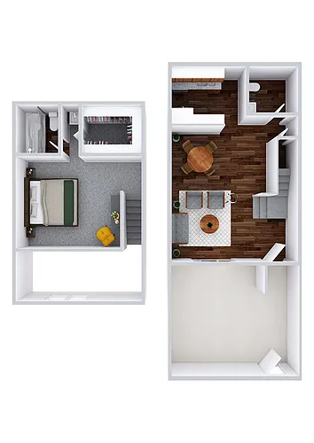 Floor plan One Bedroom One Bath One Half Bath