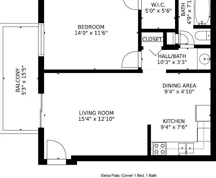 1 Bed/ 1 Bath- 689 sq ft.- Floor Plan C- Square footage and exact layout may vary. 1 Bed/ 1 Bath- 689 sq ft.- Floor Plan C- Square footage and exact layout may vary.