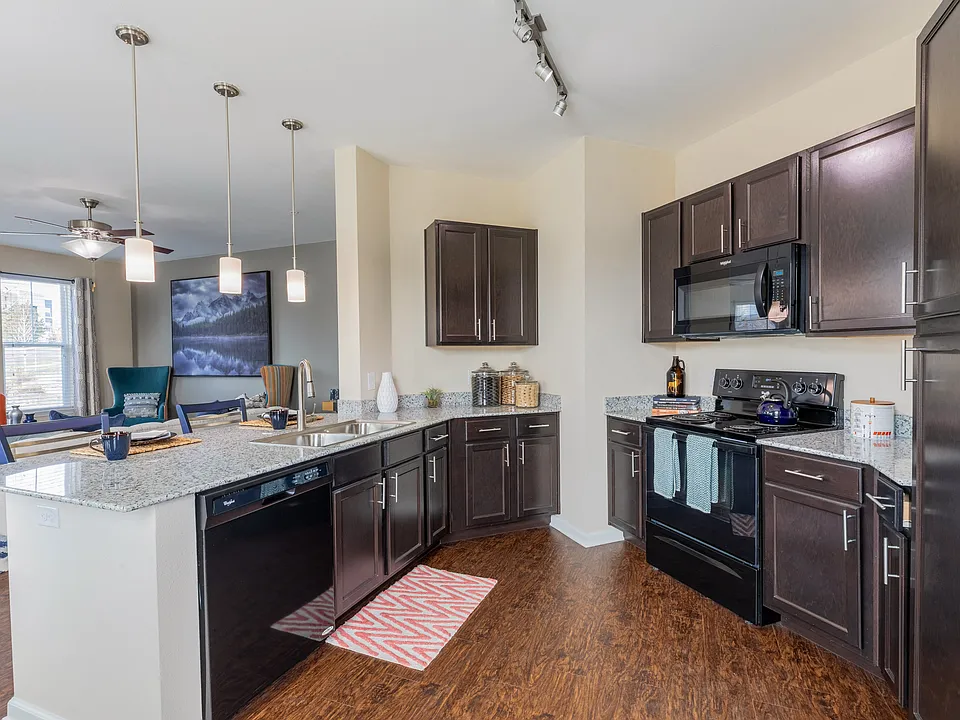 Fully Equipped Gourmet Kitchen with Black Appliances