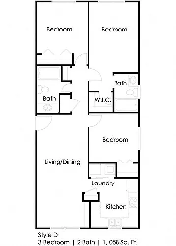 Floor plan Three Bedroom - D