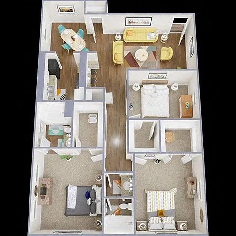 Floor plan 3 Bedroom, 2 Bath