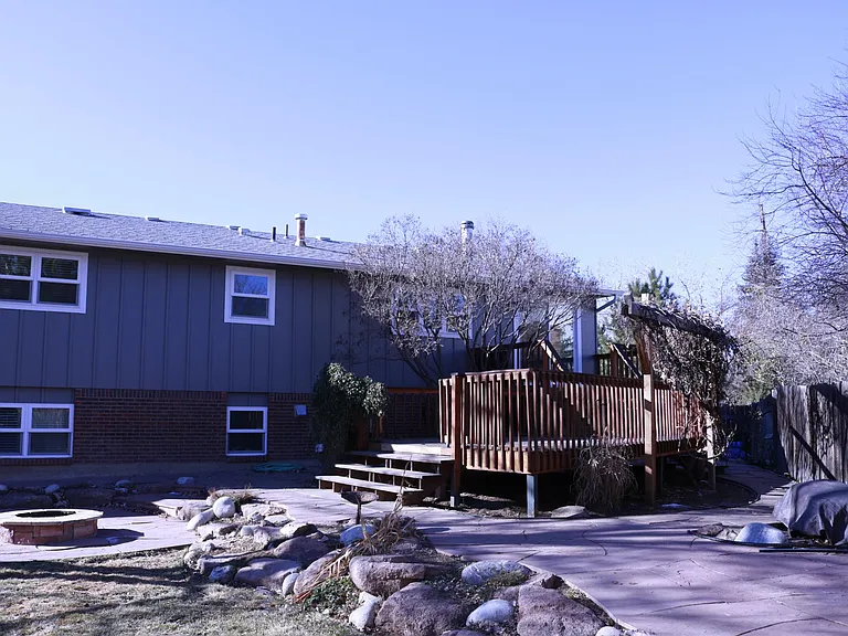 Back Yard deck, patio, and fire pit