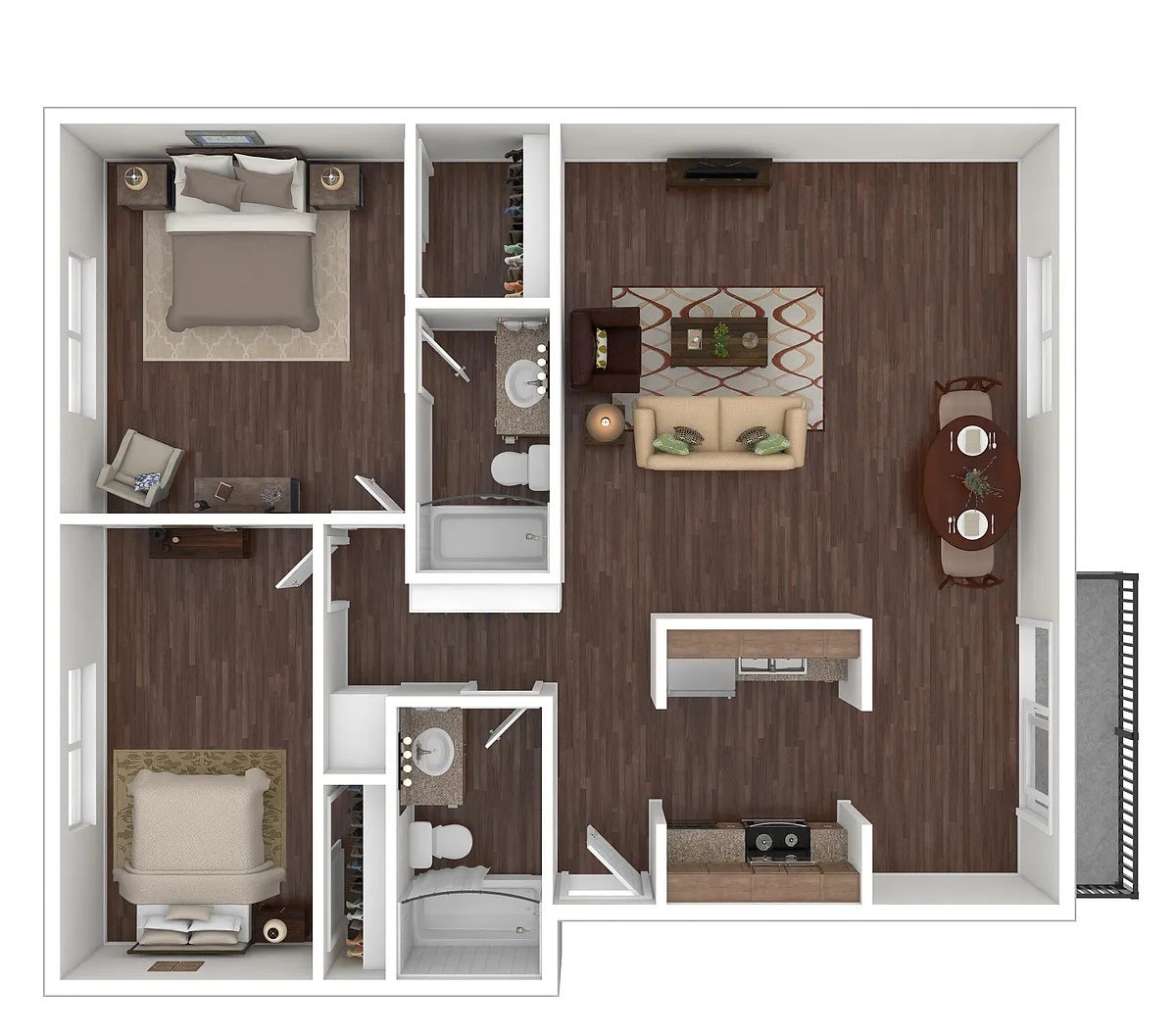 Floor plan Two Bed Two Bath