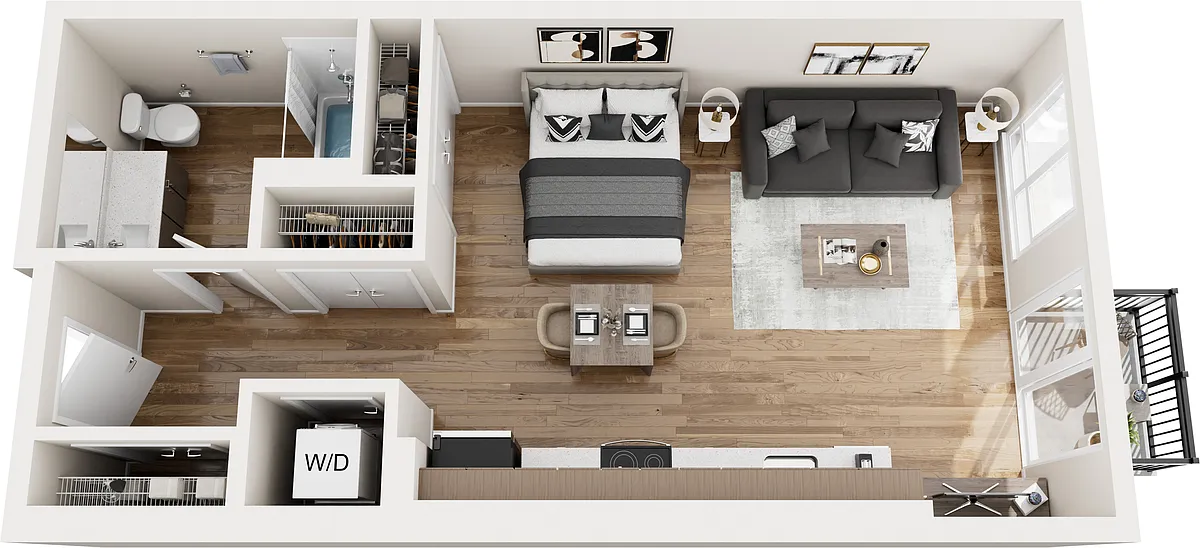Floor plan Studio w/South View M2