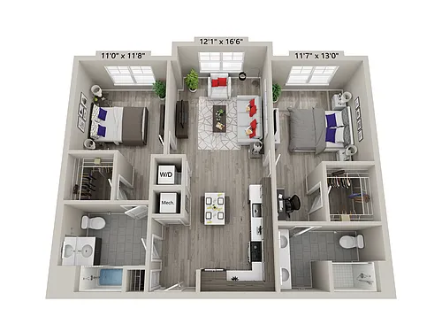 Floor plan 2 Bed/2 Bath-C6