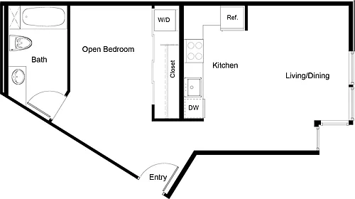 Floor plan Open 1 Bedroom A