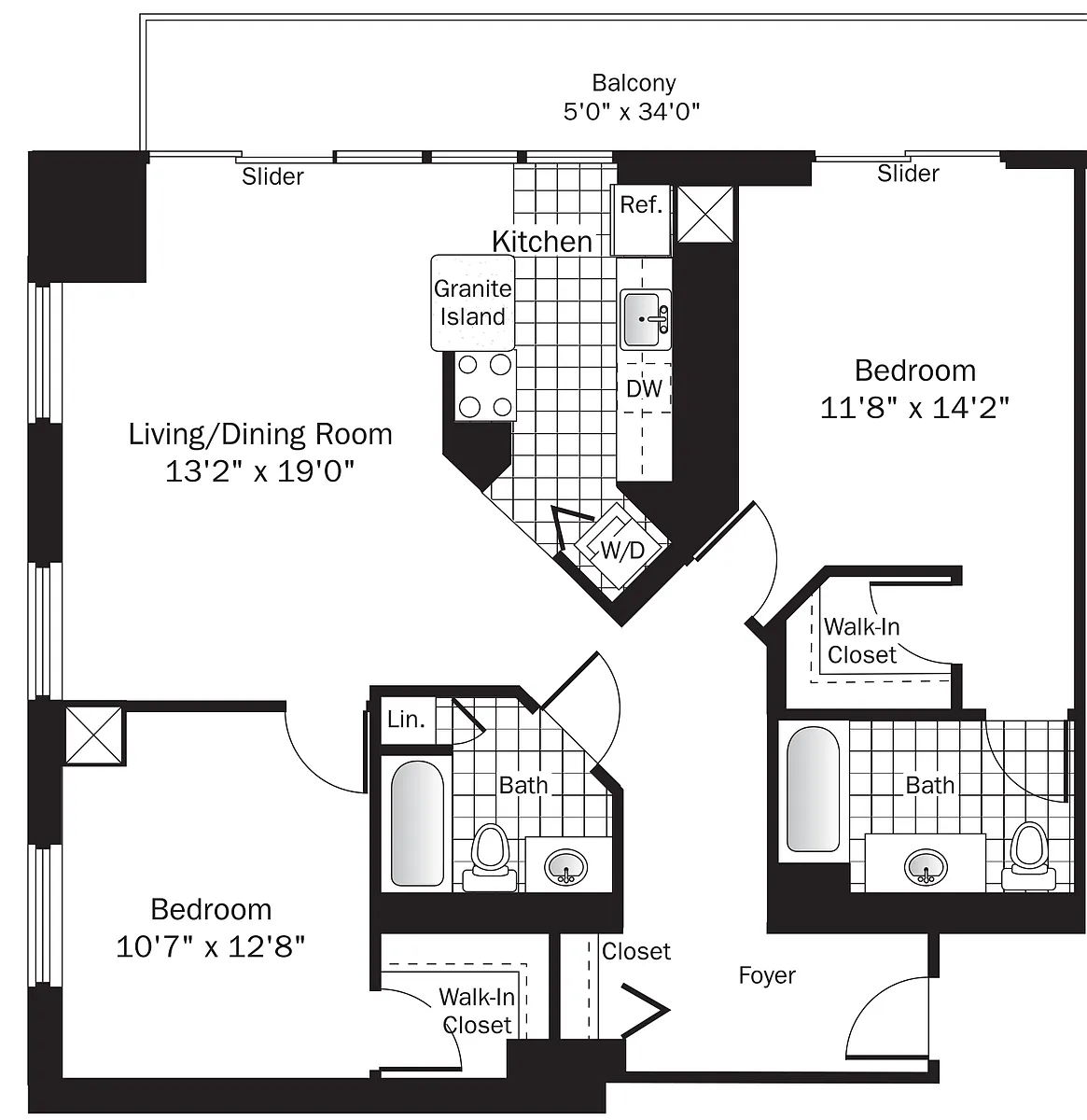 Floor plan UNIT 7 (2BR/2BA)
