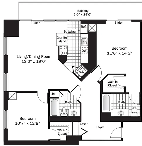 Floor plan UNIT 7 (2BR/2BA)
