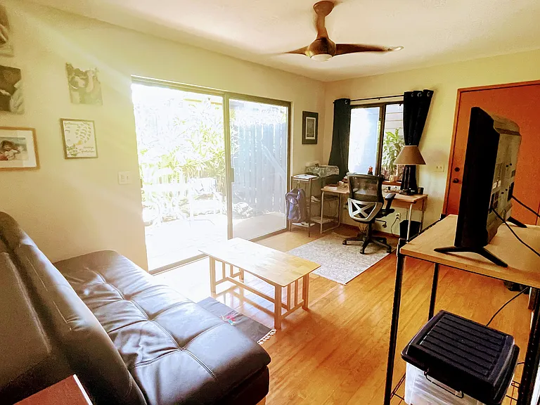 Living room with access to the patio