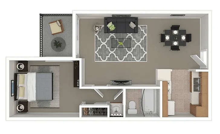 Floor plan 1BR, 1 BA - 80% AMI