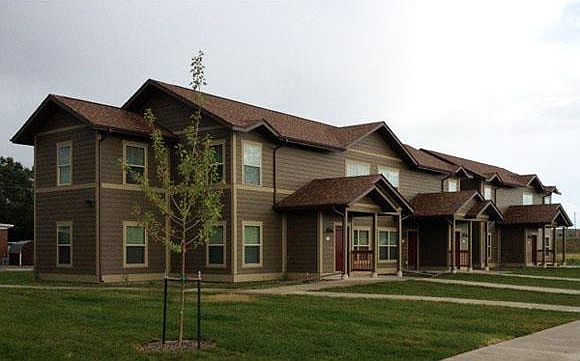 Exterior building elevation and landscaping