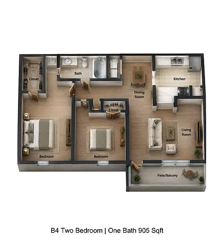 Floor plan 2 bedroom 1 bath