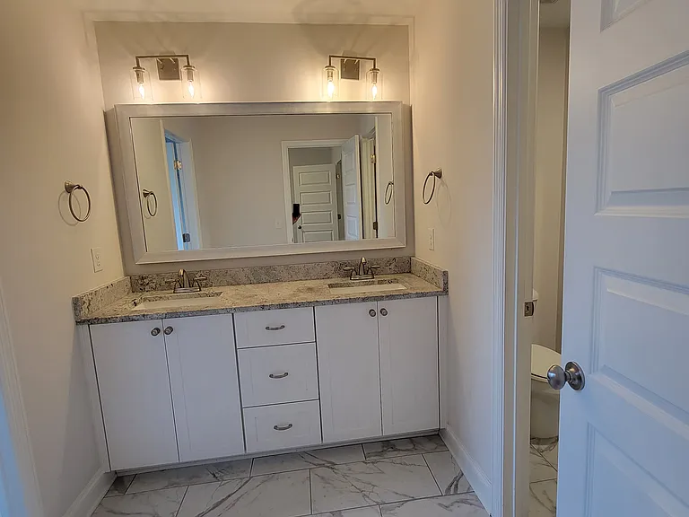 Master bathroom with double sink vanity