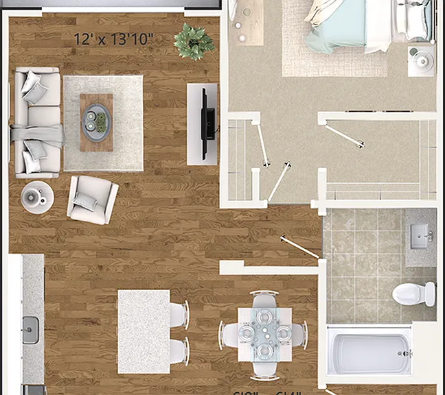 1 BR 1 Bath 1 BR 1 Bath