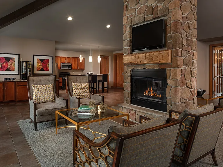Gas Fireplace and Coffee Station