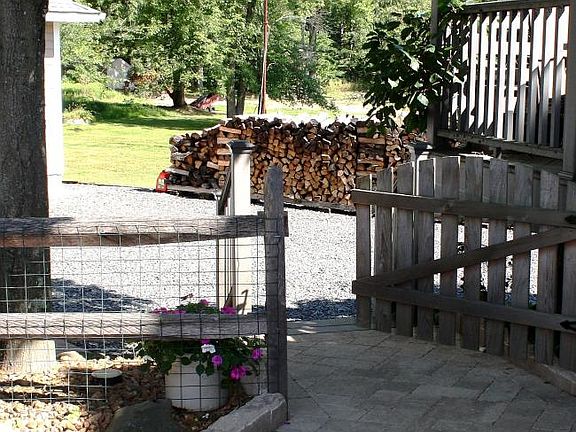 Looking toward drive from bottom of tenant's stairs