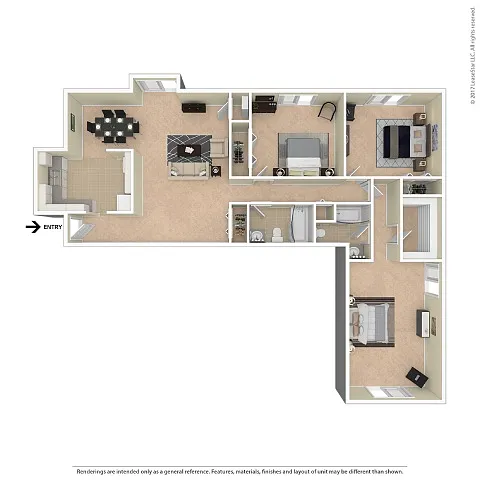 Floor plan 3 X 2 Brandywine Apartments 1