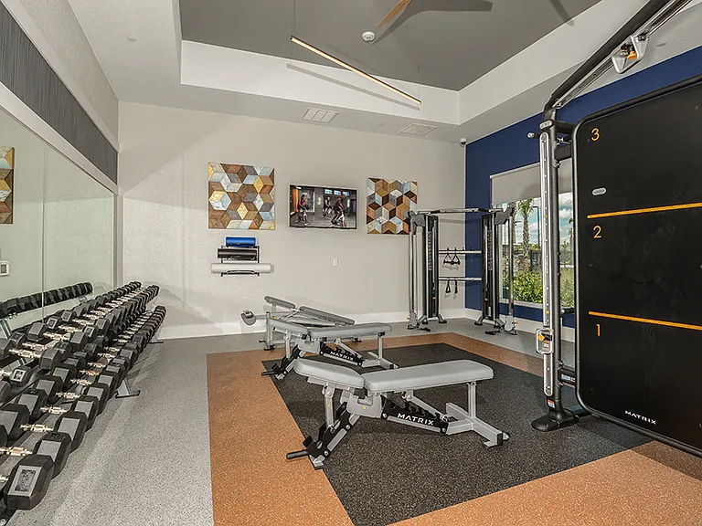 Fitness center with weights