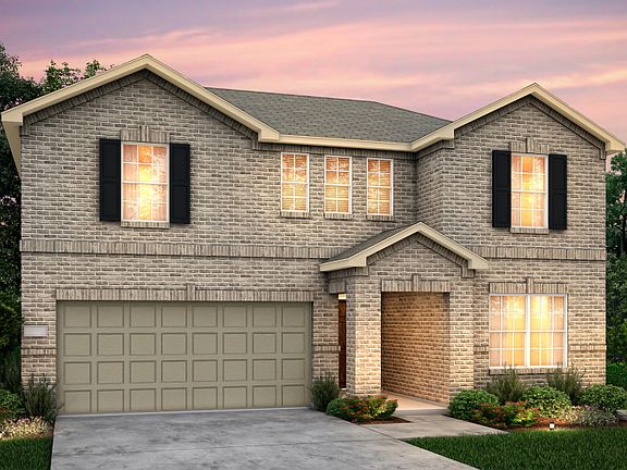 The Thomaston, a two-story home with shutters, shown with Home Exterior D