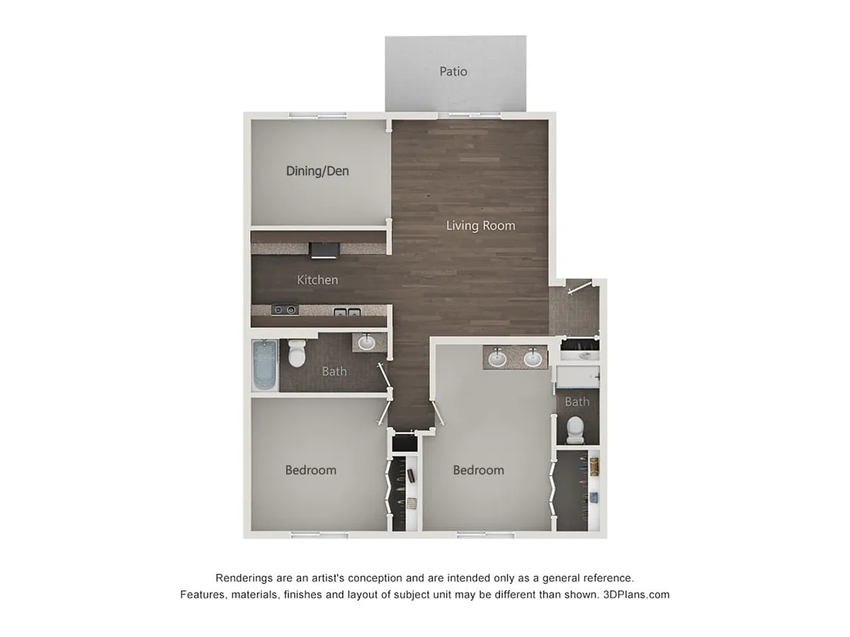 Floor plan 2x1.5BP - Partial Renovated Palatine