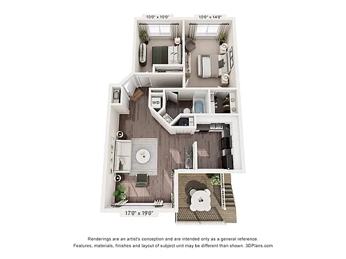Floor plan 2 Bedroom 1 Bath